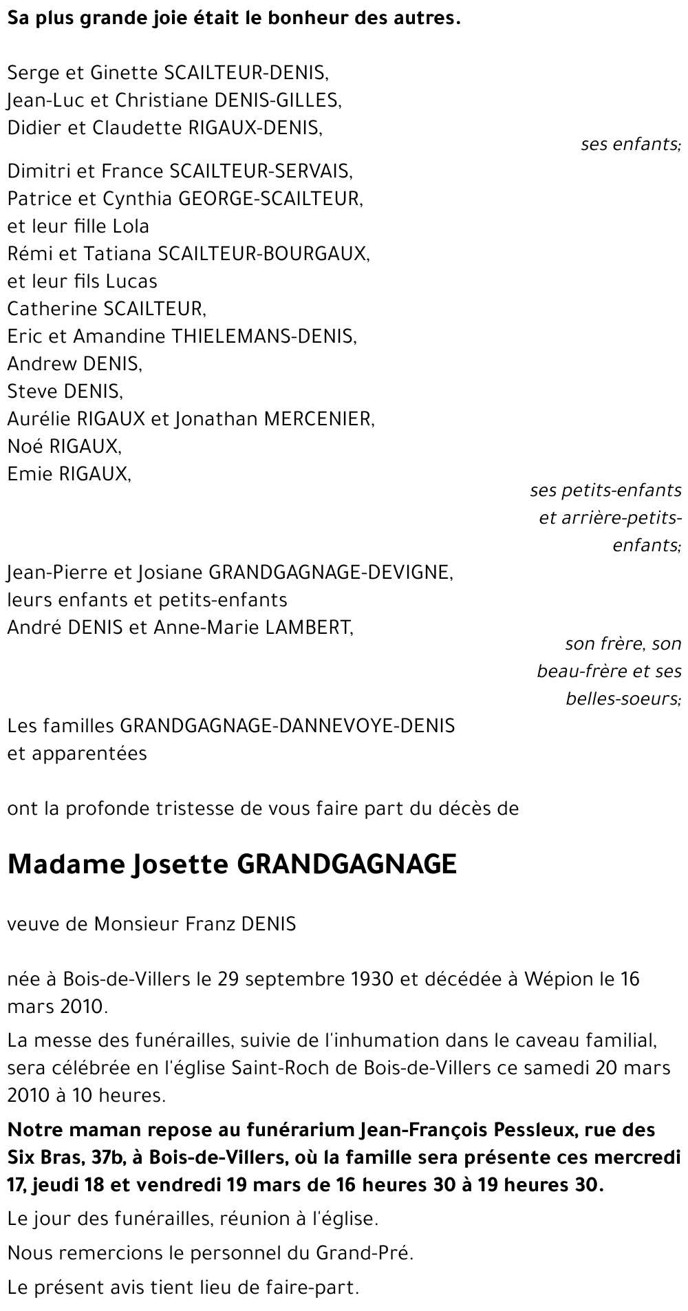 Josette GRANDGAGNAGE