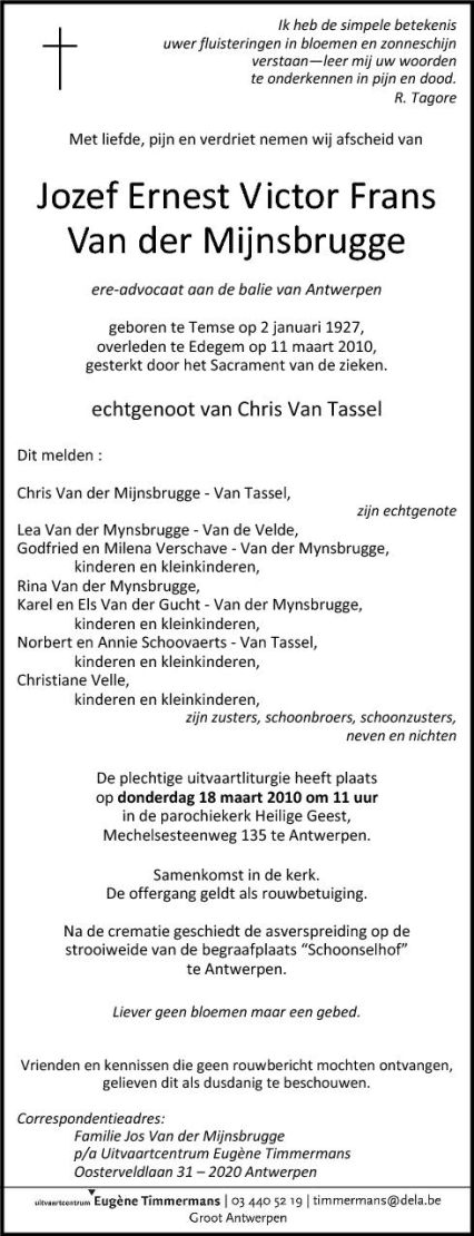 Jozef Ernest Victor Frans Van de Mijnsbrugge