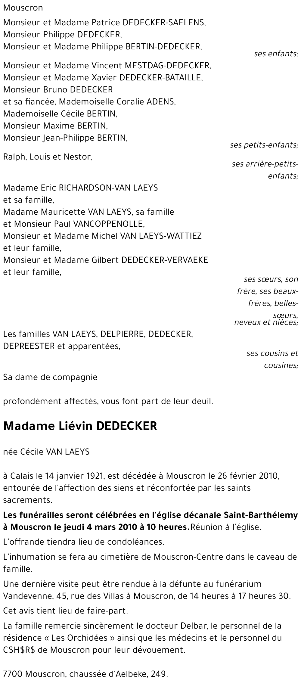 Liévin DEDECKER