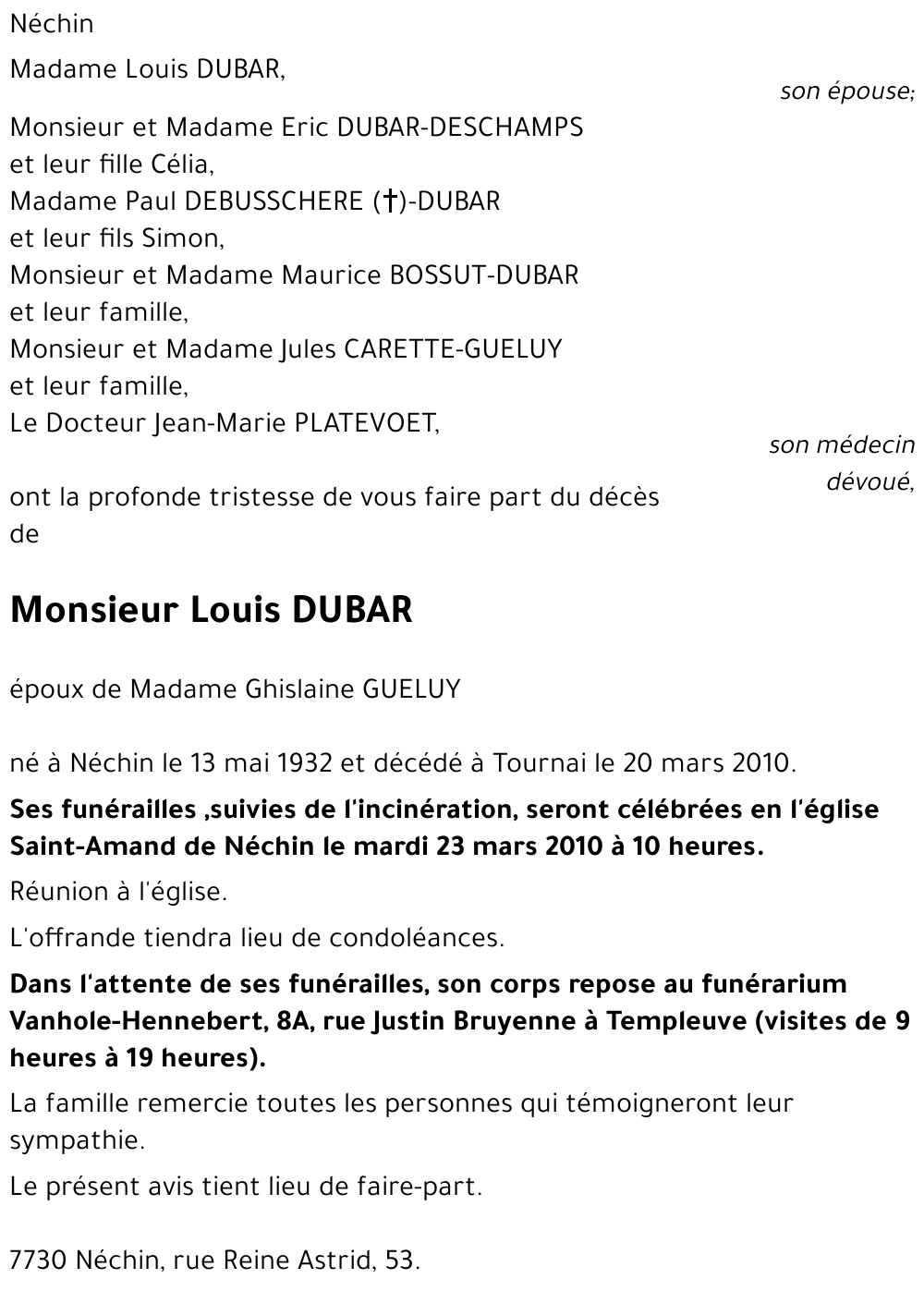 Louis DUBAR