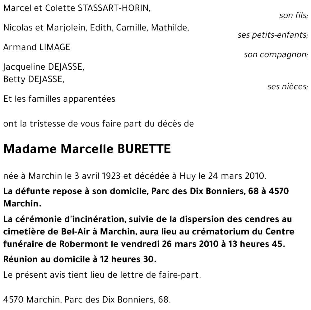 Marcelle BURETTE