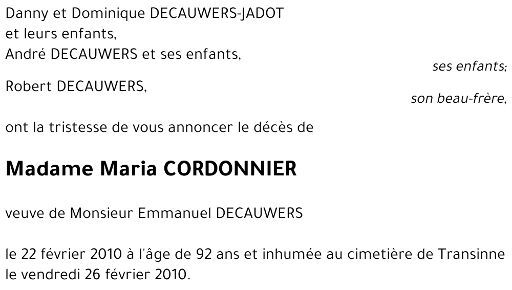 Maria CORDONNIER
