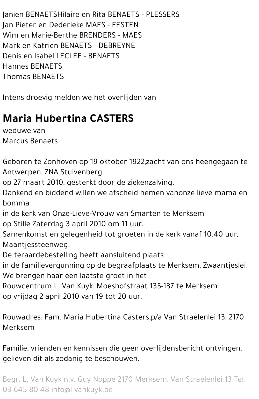 Maria Hubertina Casters