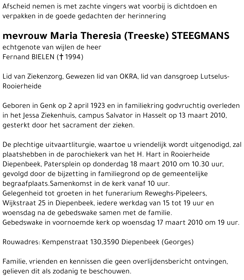 Maria Theresia (Treeske) Steegmans