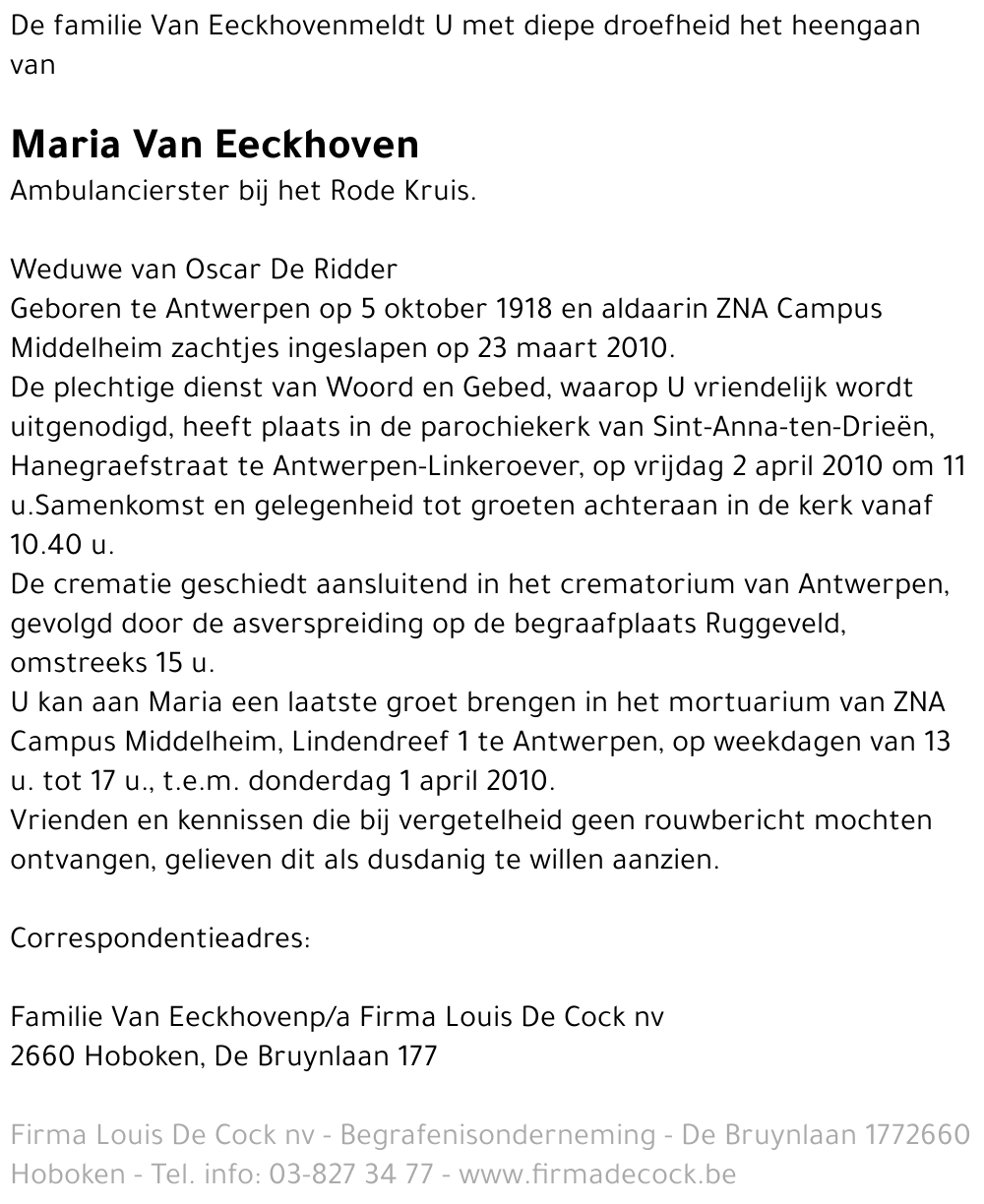 Maria Van Eeckhoven