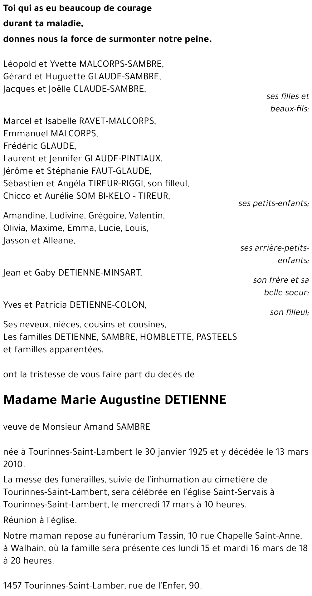 Marie Augustine DETIENNE