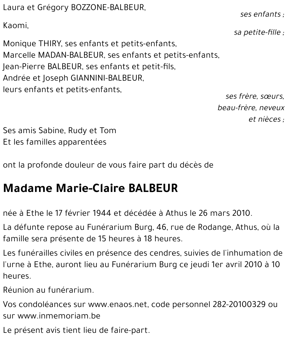 Marie-Claire BALBEUR