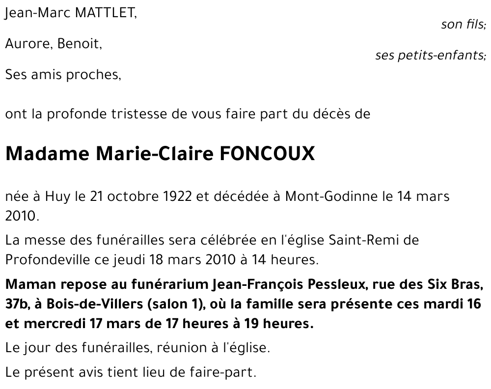 Marie-Claire FONCOUX