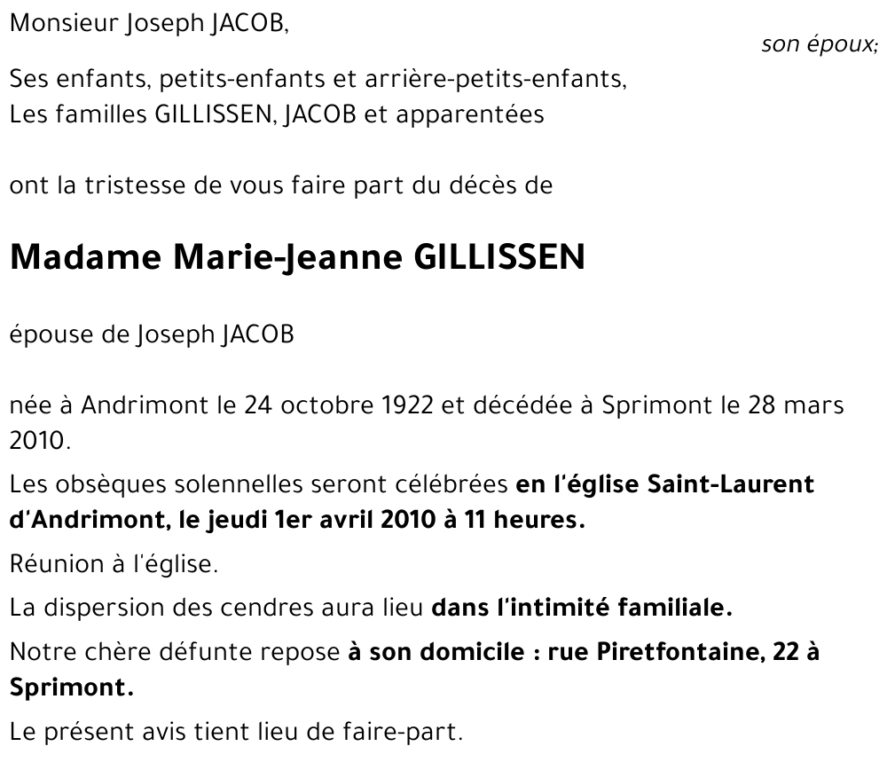 Marie-Jeanne GILLISSEN