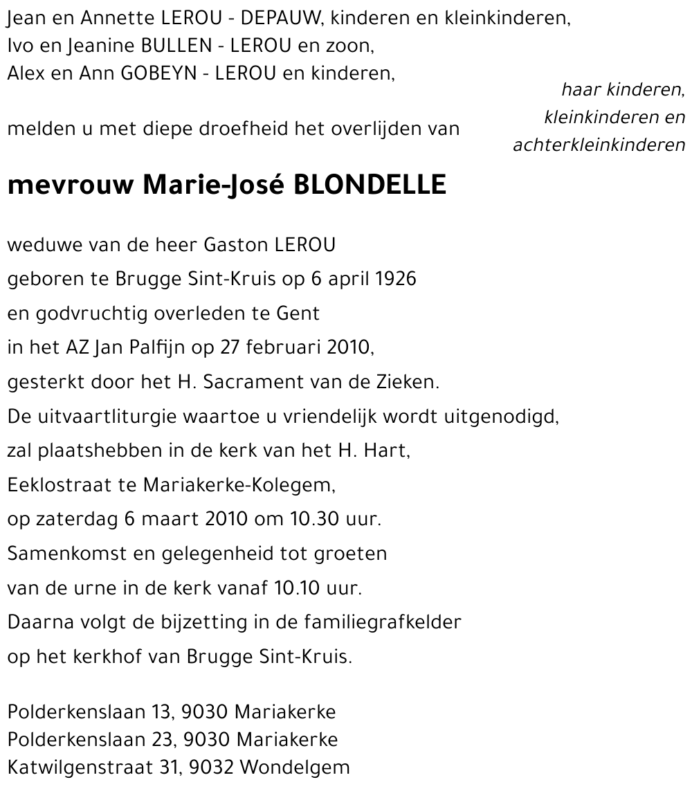 Marie-José BLONDELLE