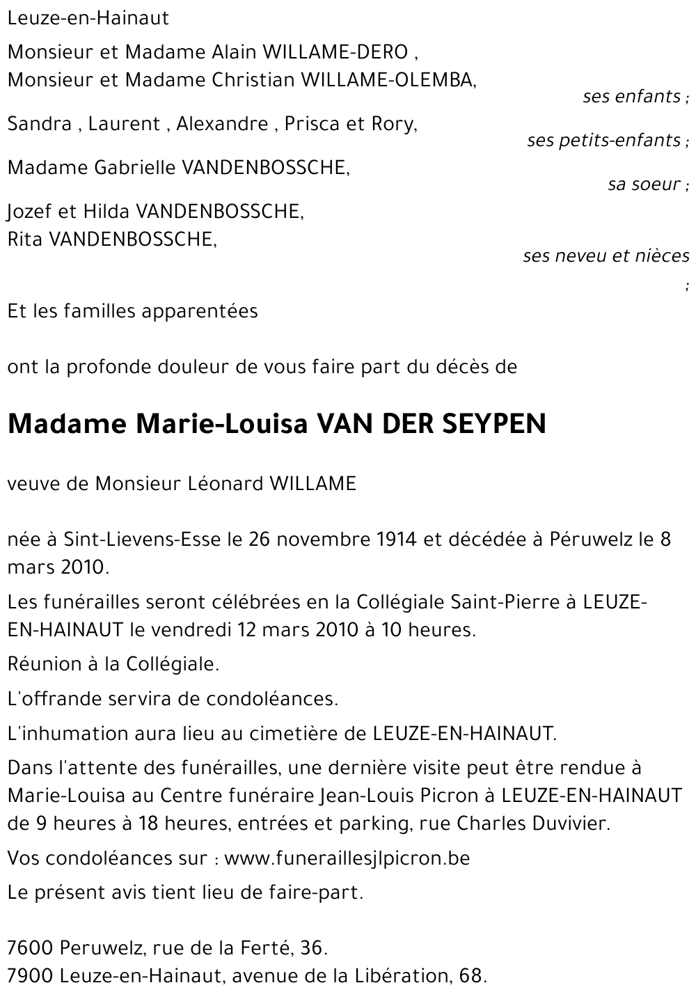 Marie-Louisa VAN DER SEYPEN