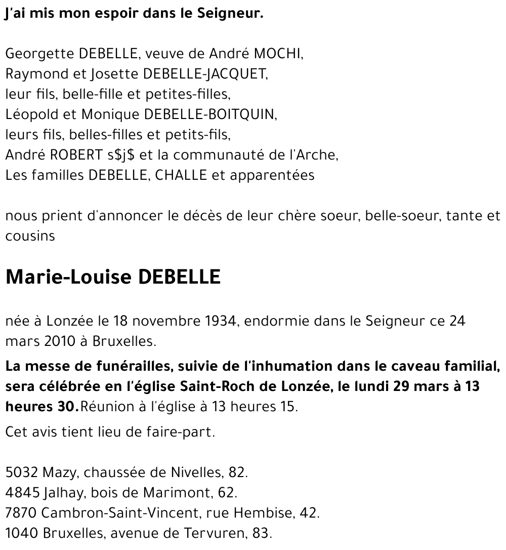 Marie-Louise DEBELLE