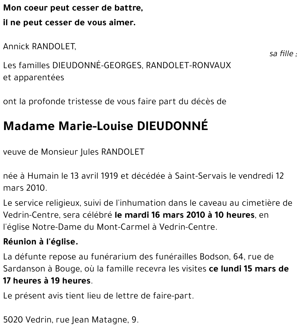 Marie-Louise DIEUDONNÉ
