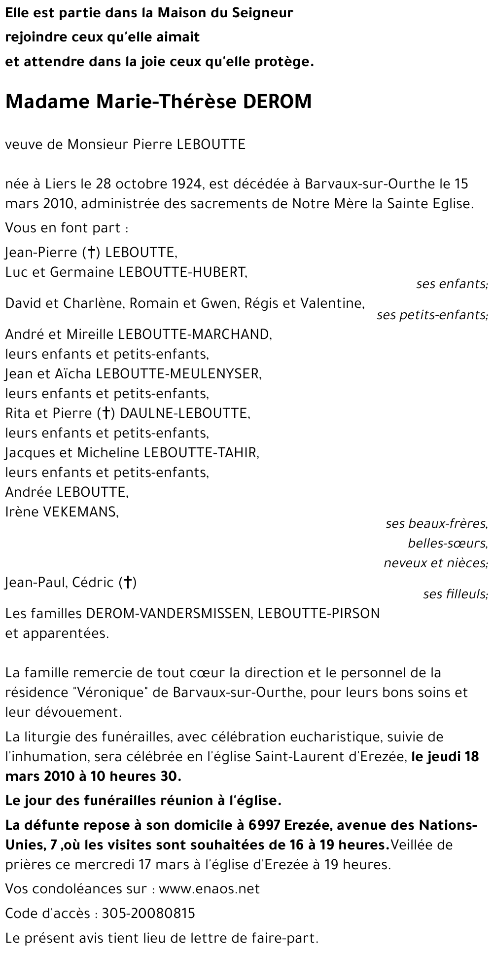 Marie-Thérèse DEROM