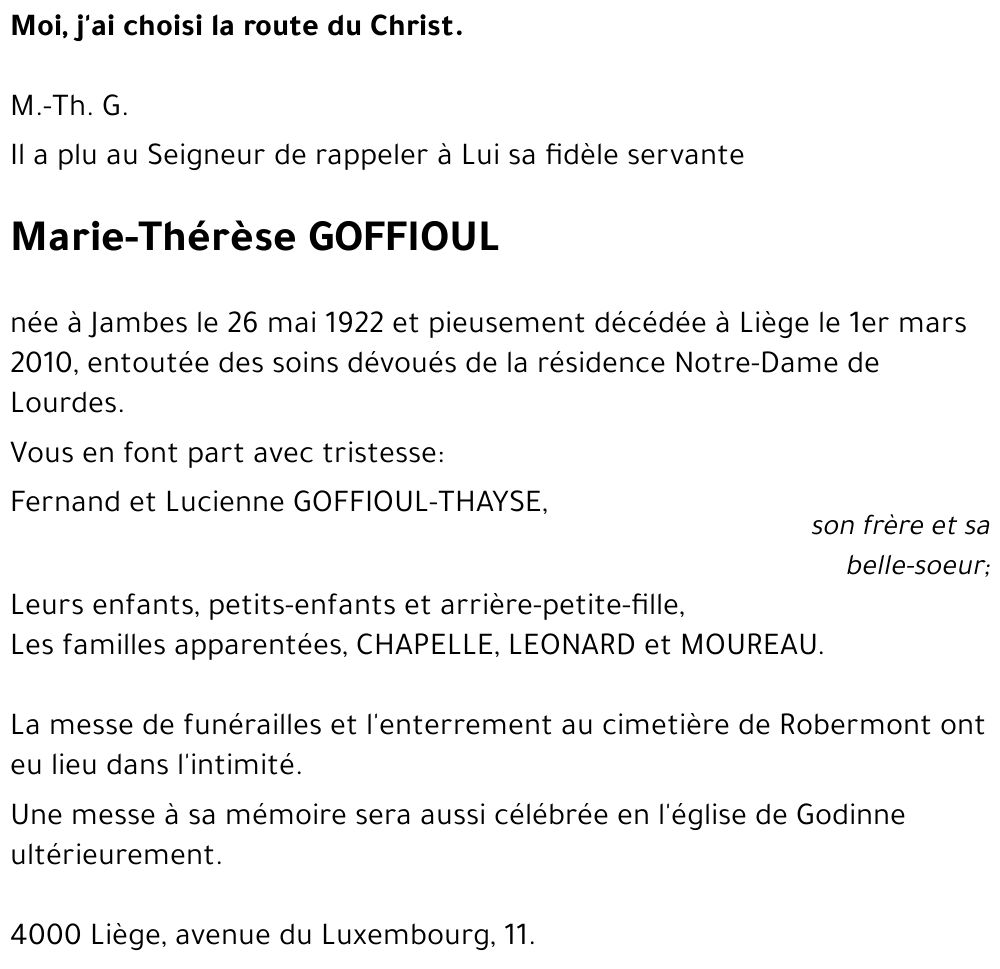 Marie-Thérèse GOFFIOUL