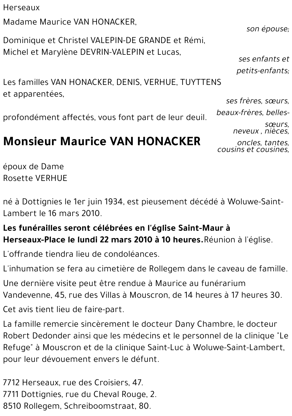 Maurice VAN HONACKER
