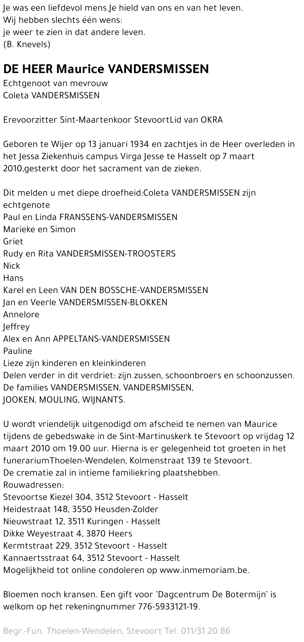 Maurice VANDERSMISSEN