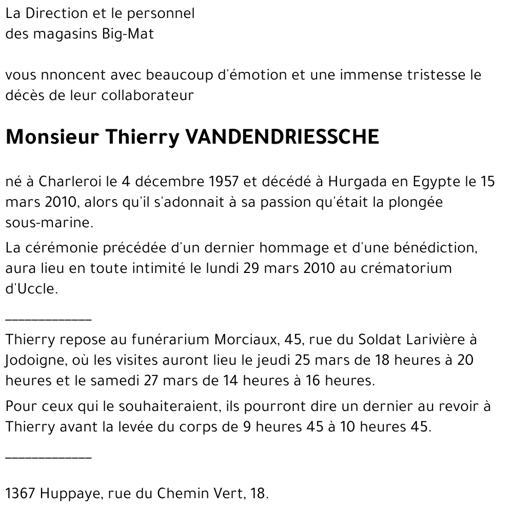 Thierry VANDENDRIESSCHE