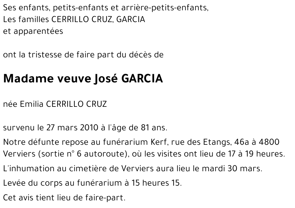 veuve José GARCIA