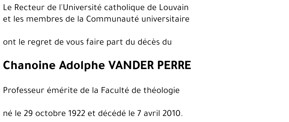 Adolphe VANDER PERRE