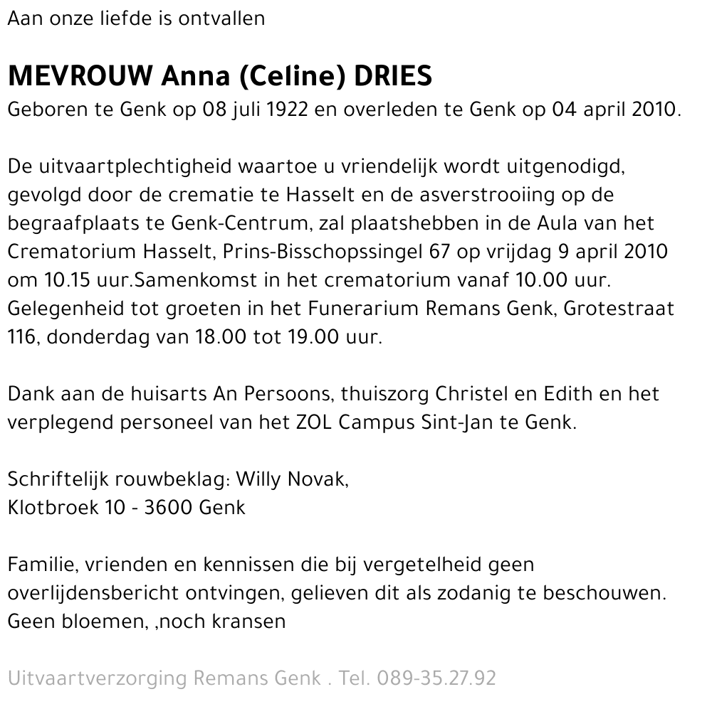 Anna (Celine) DRIES