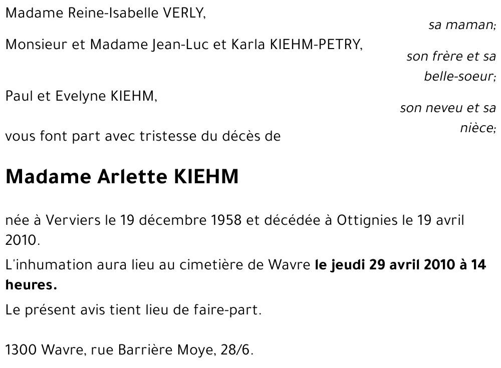 Arlette KIEHM