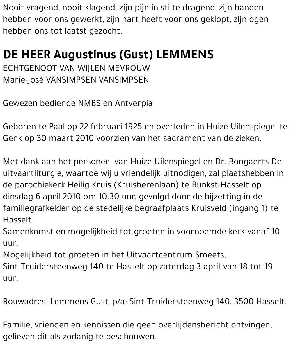 Augustinus (Gust) Lemmens