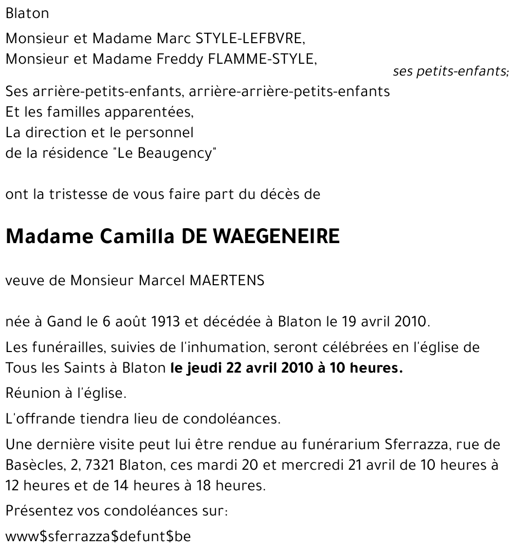 Camilla DE WAEGENEIRE