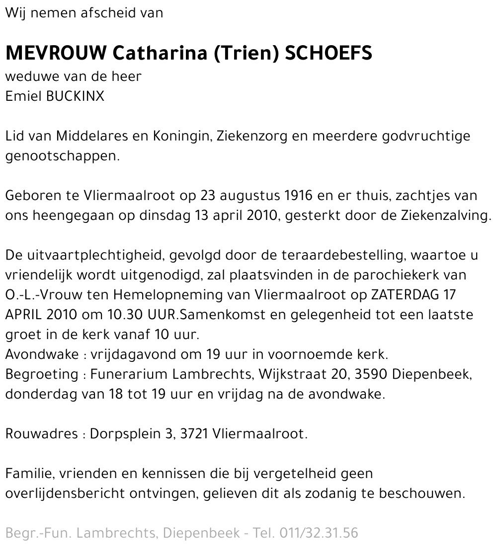 Catharina (Trien) SCHOEFS