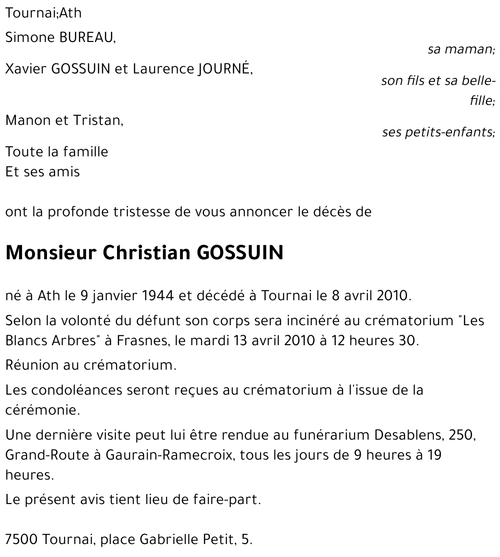 Christian GOSSUIN