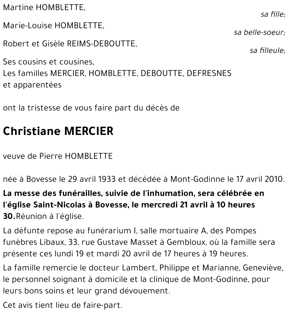 Christiane MERCIER