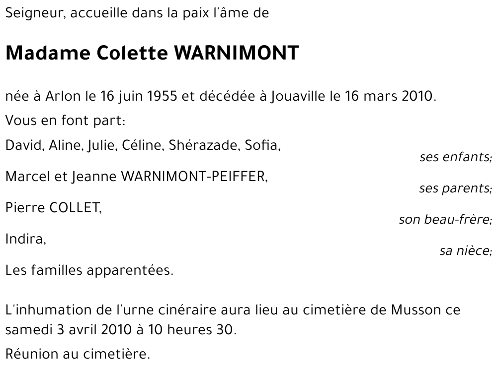 Colette WARNIMONT