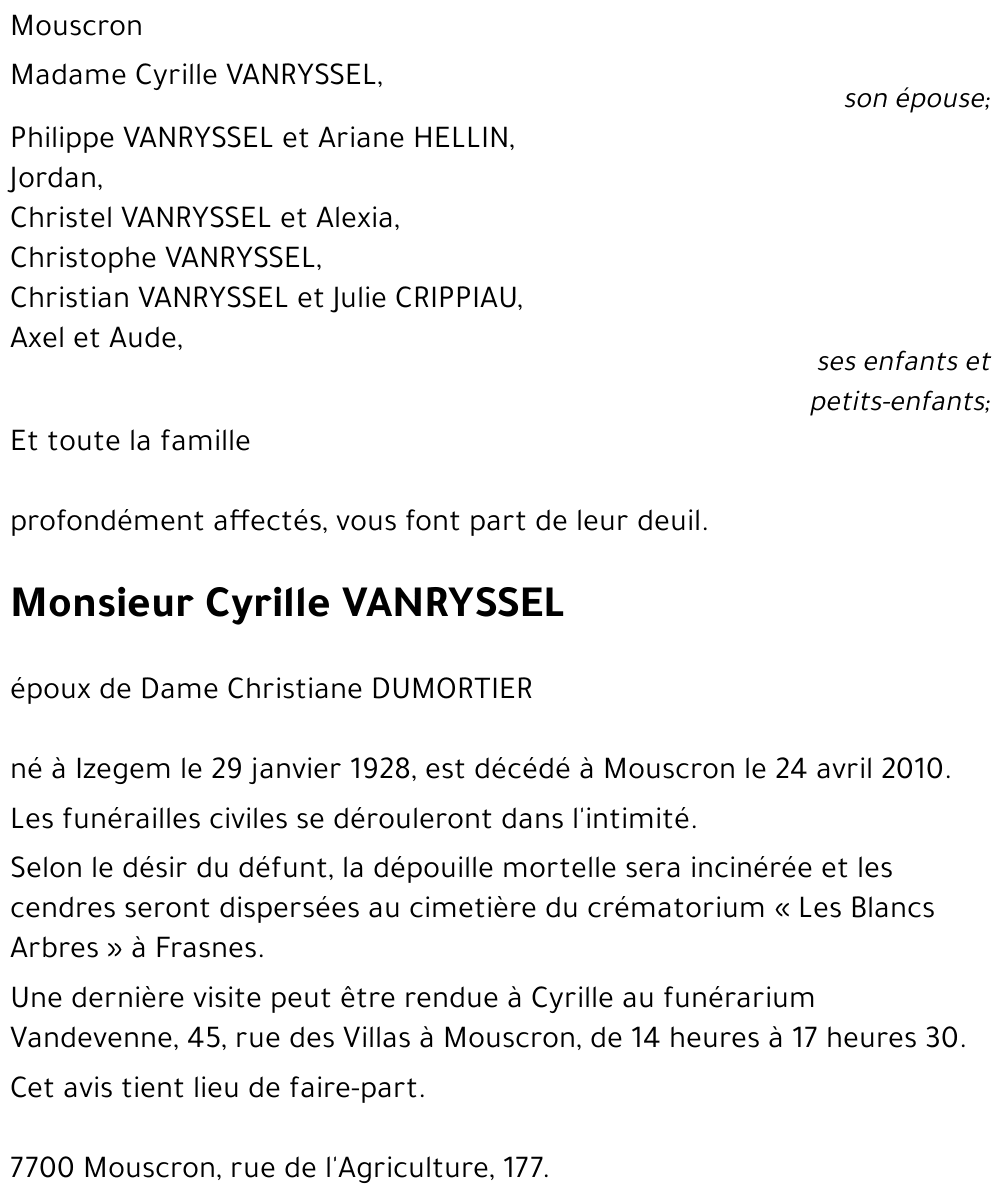 Cyrille VANRYSSEL