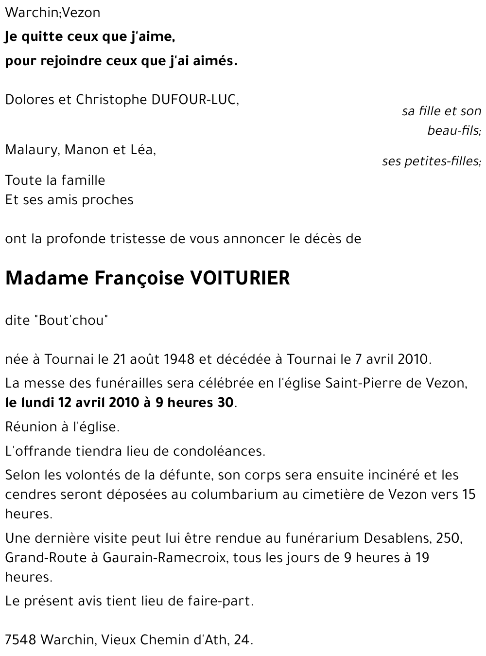 Françoise VOITURIER