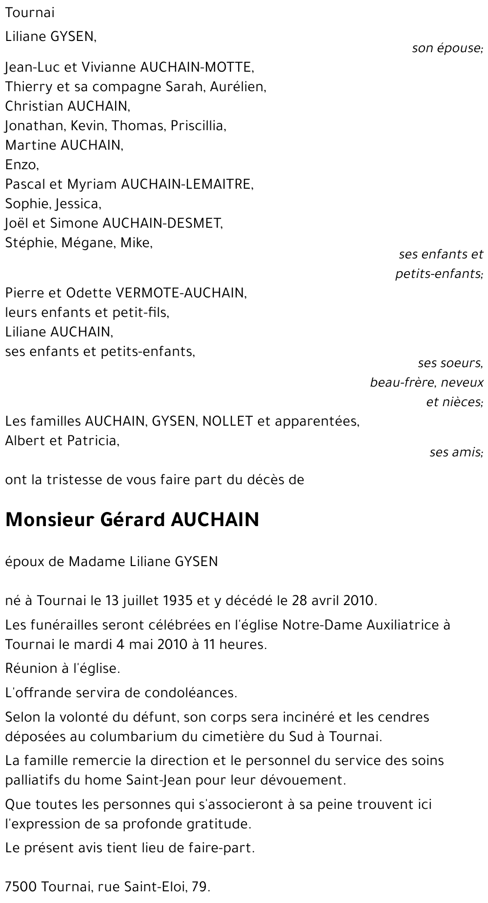 Gérard AUCHAIN