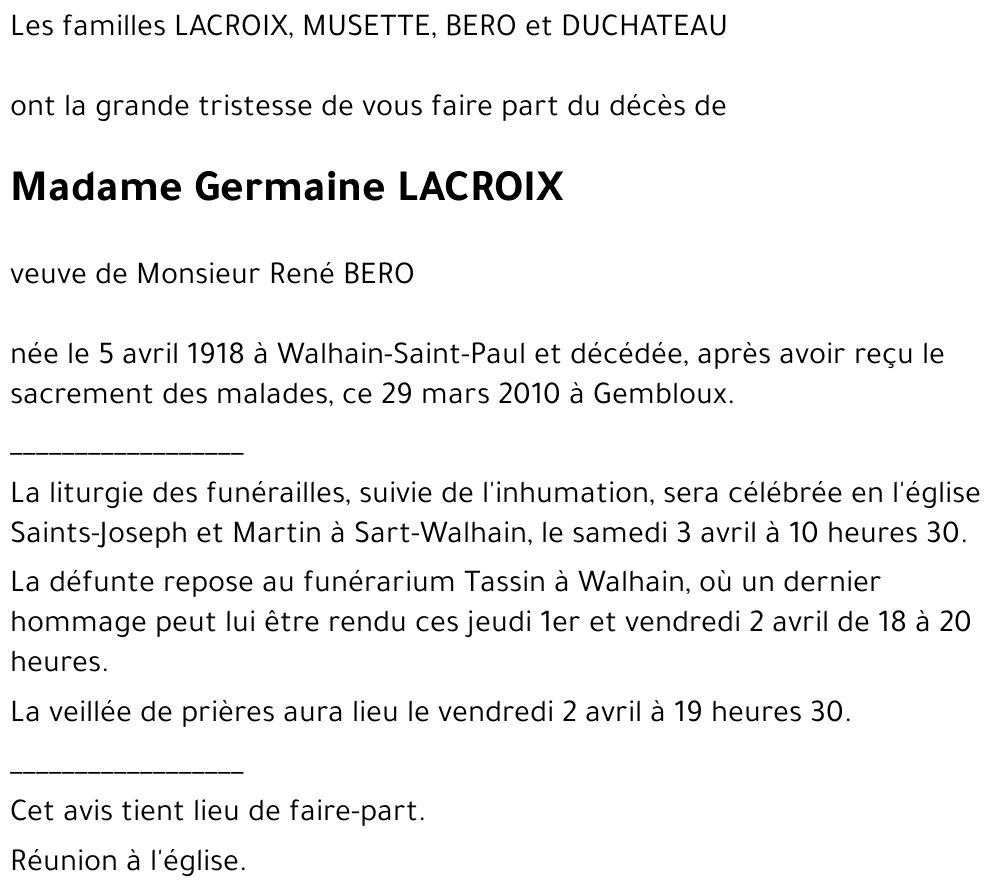 Germaine LACROIX