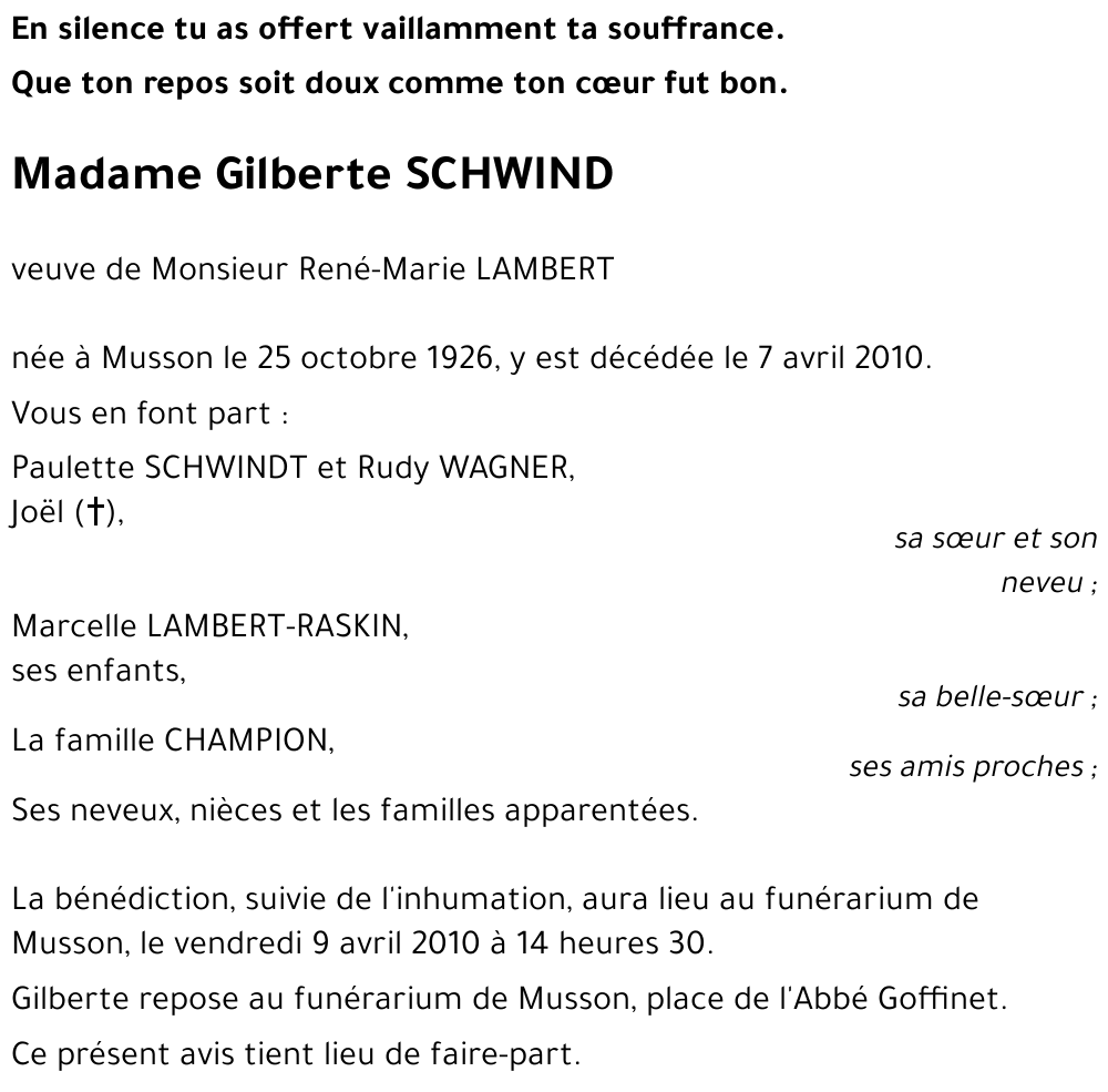 Gilberte SCHWIND