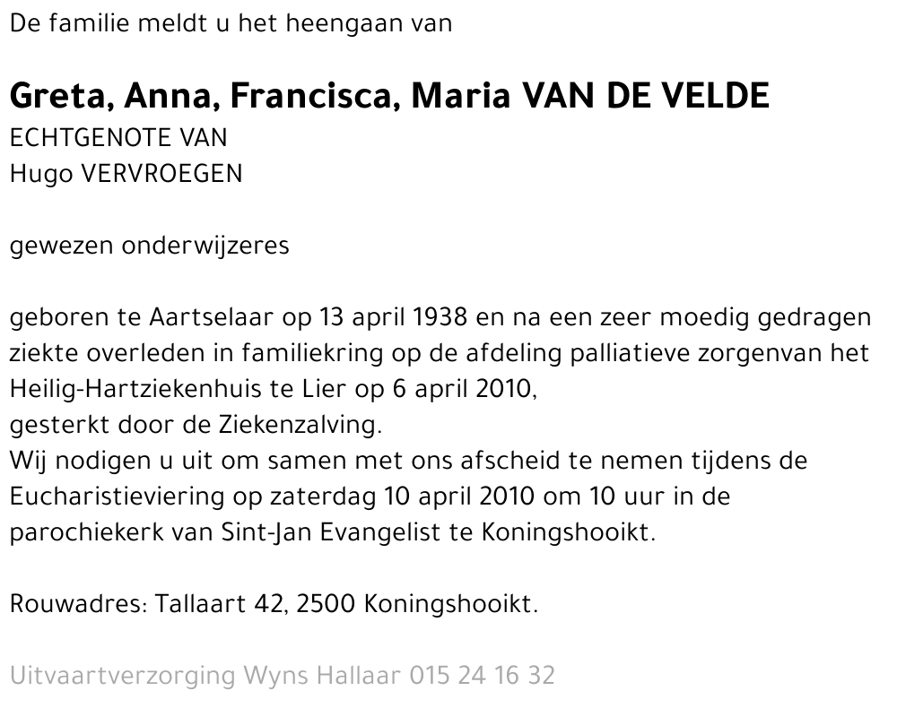 Greta Van de Velde