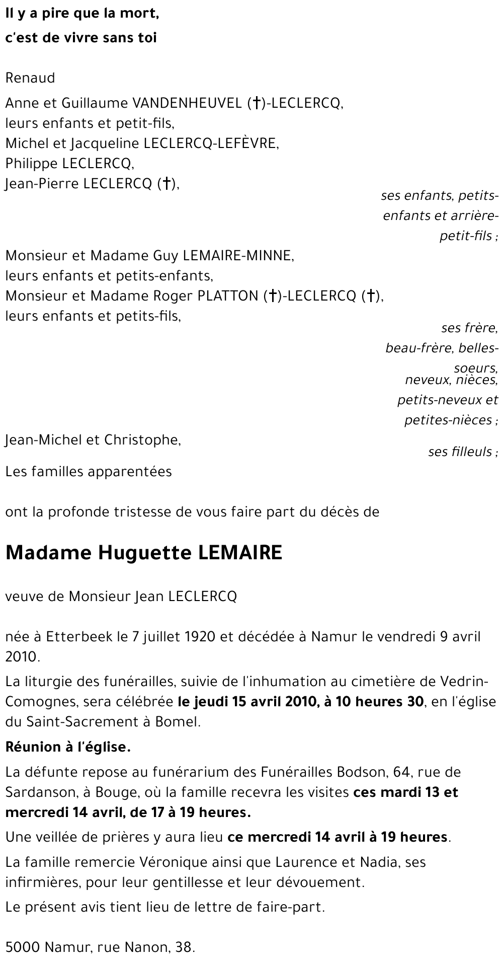 Huguette LEMAIRE