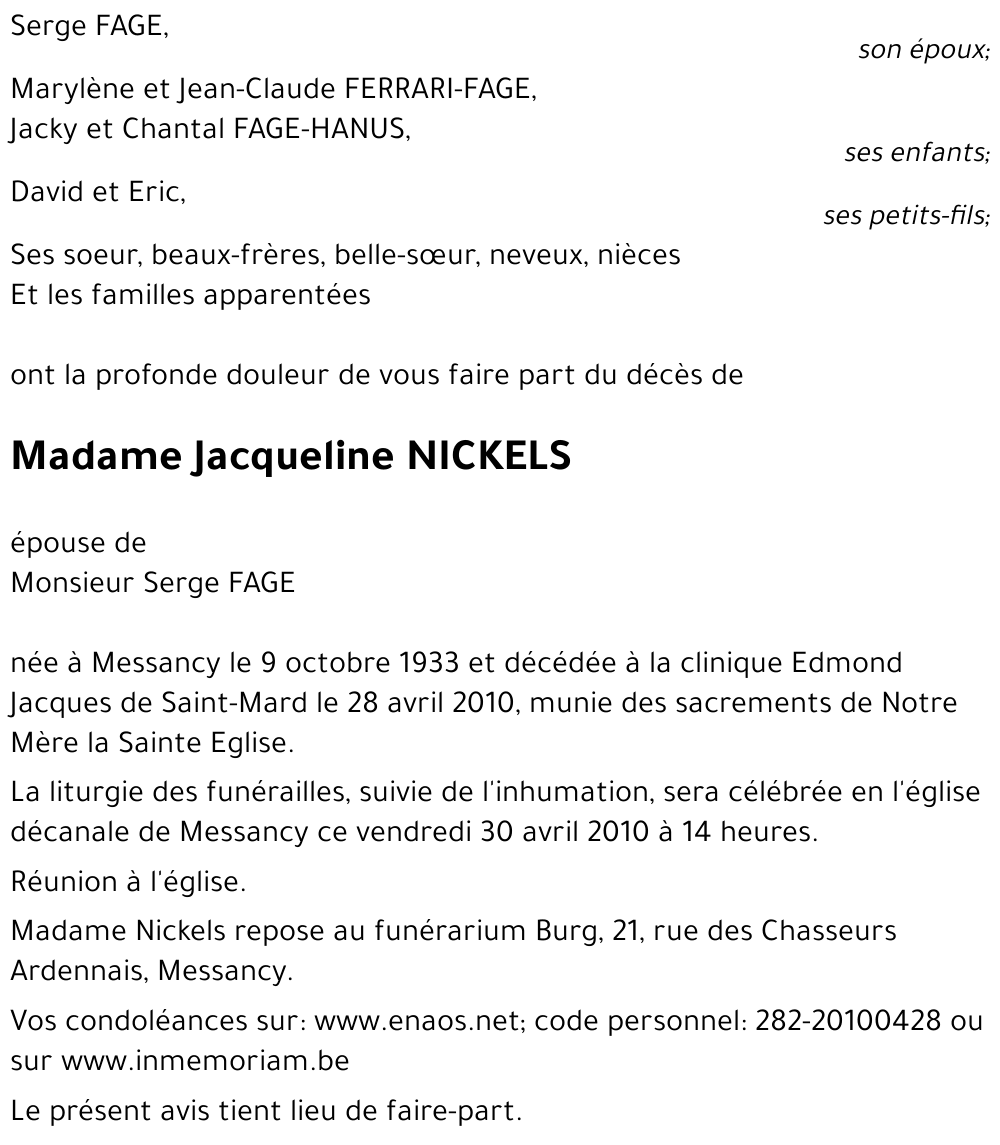 Jacqueline NICKELS