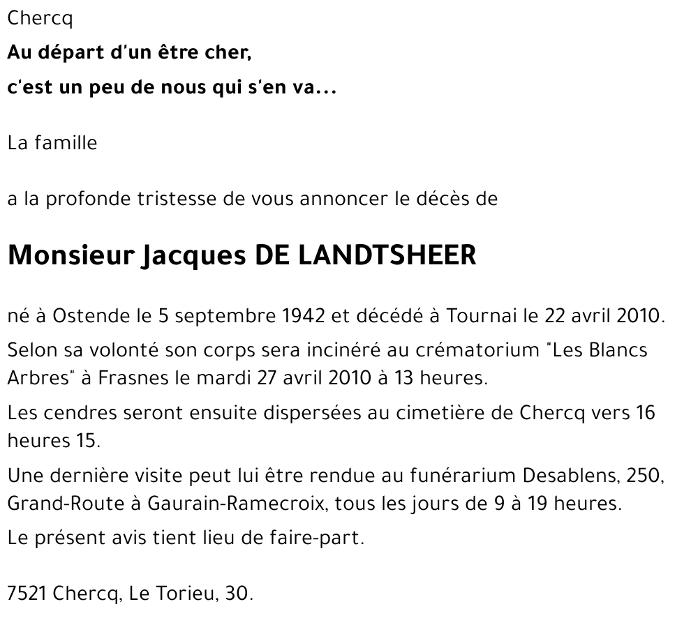 Jacques DE LANDTSHEER