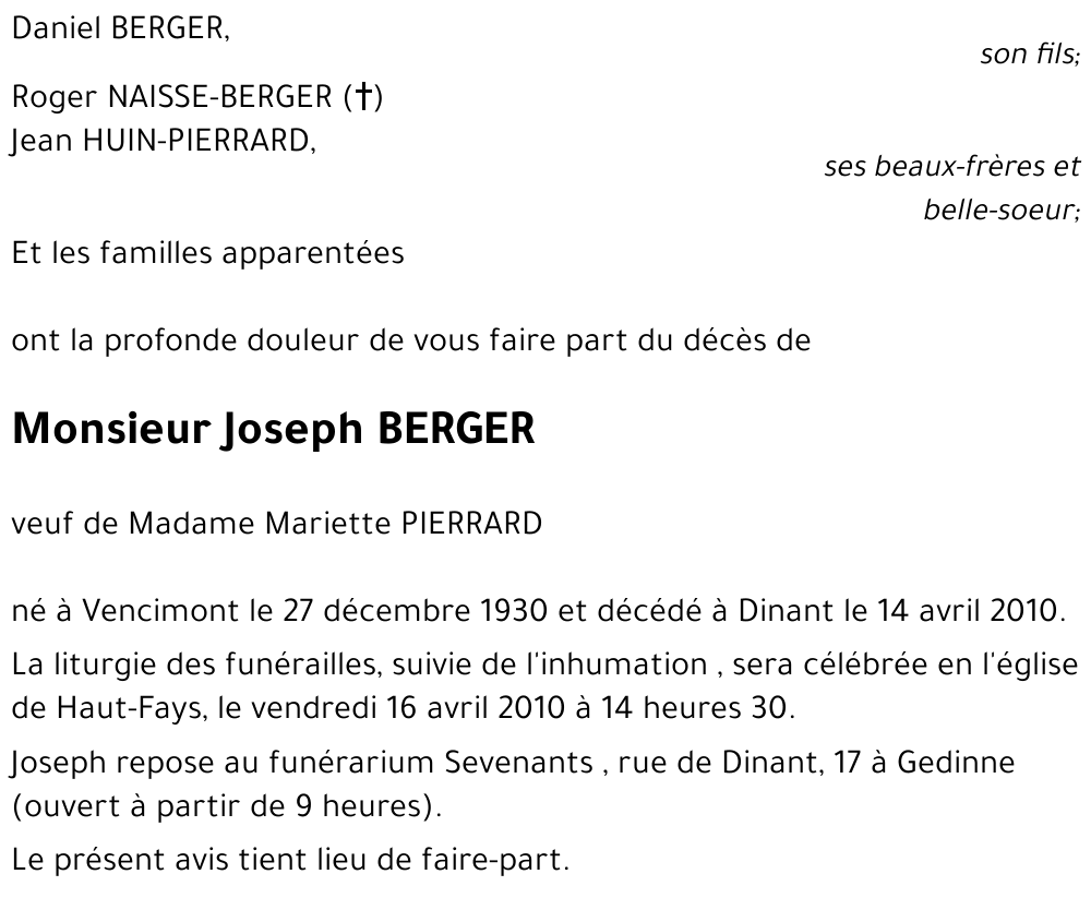 Joseph BERGER