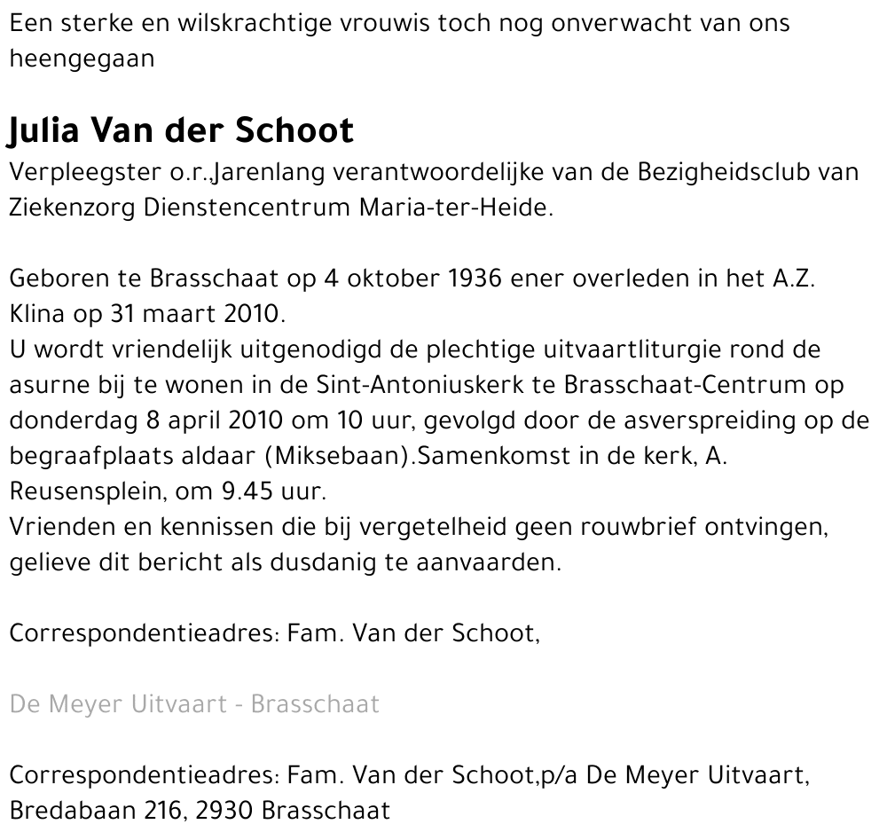 Julia Van der Schoot