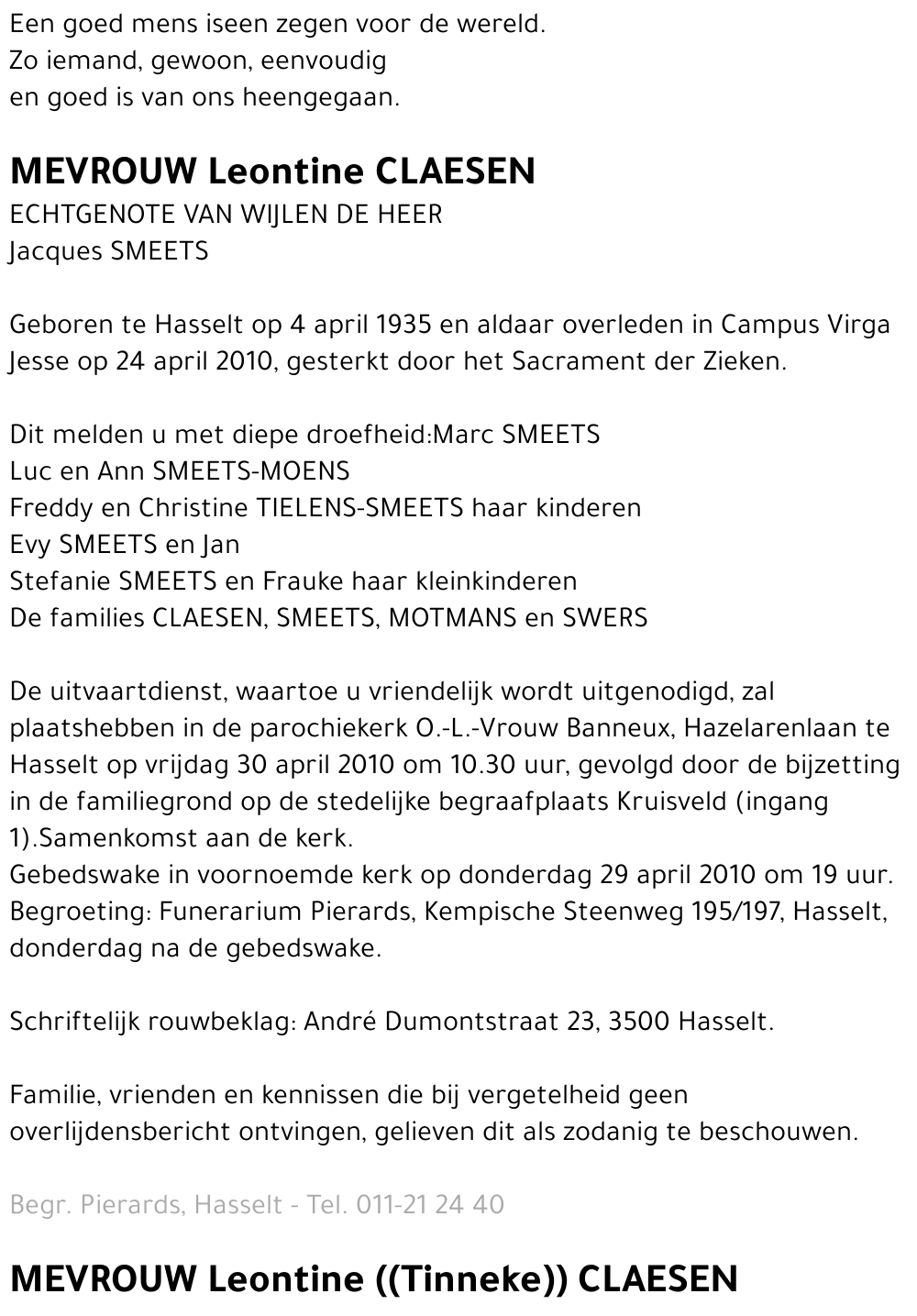 Leontine (Tinneke) Claesen