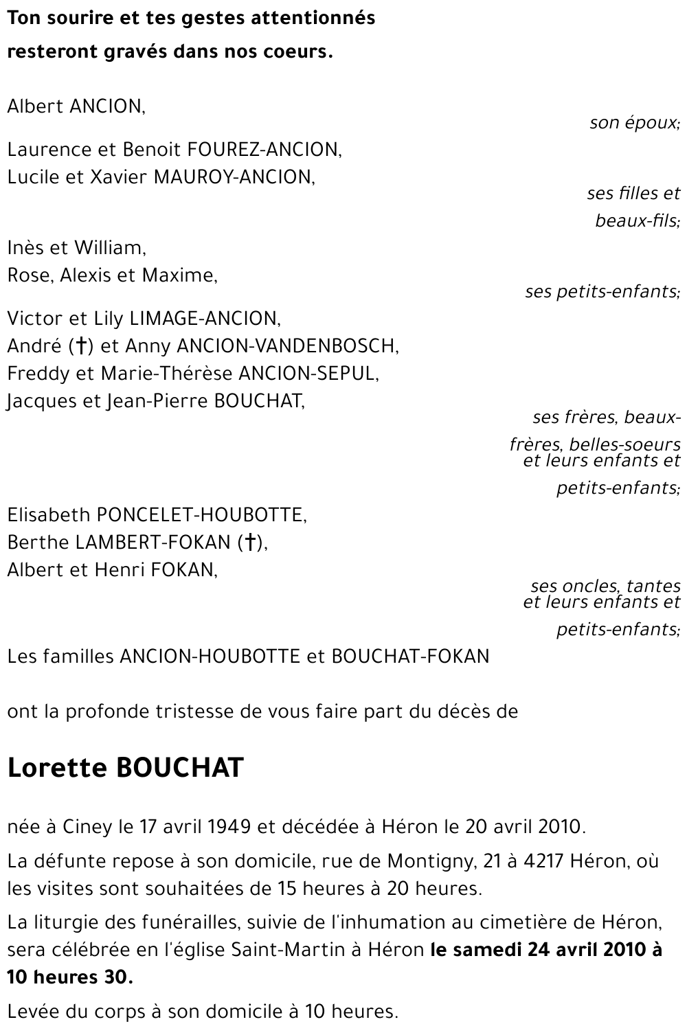 Lorette BOUCHAT