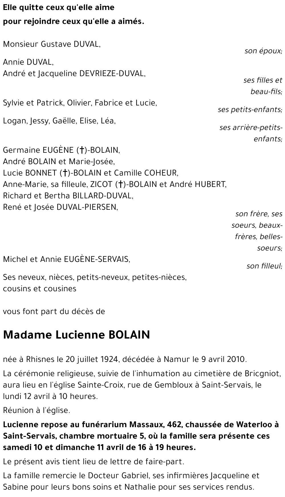 Lucienne BOLAIN