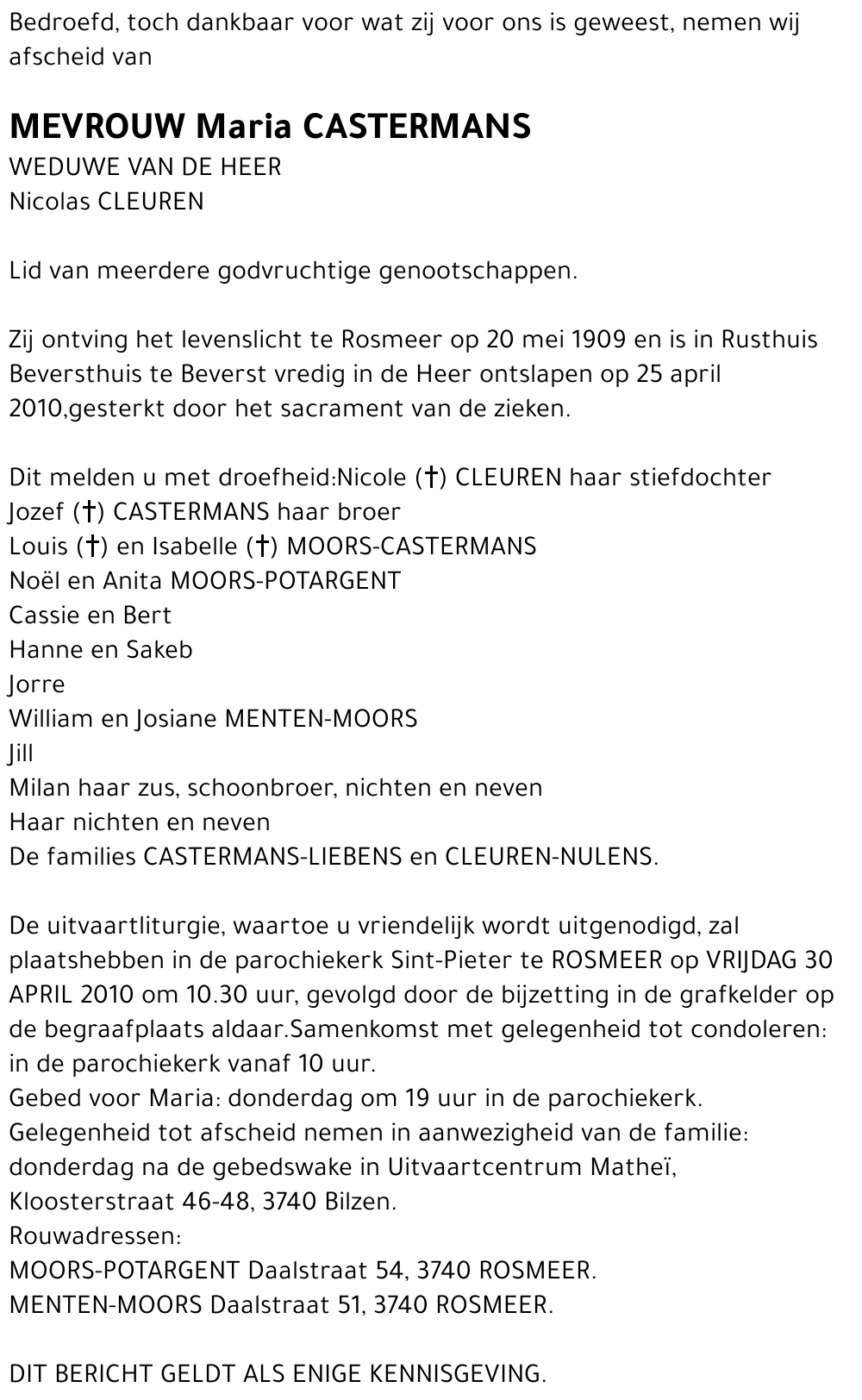 Maria CASTERMANS