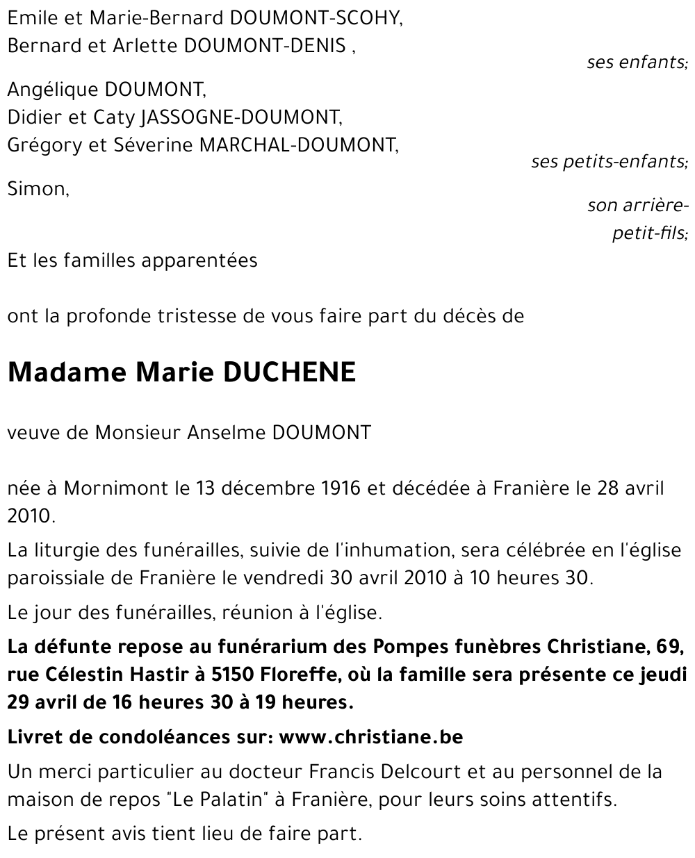 Marie DUCHENE