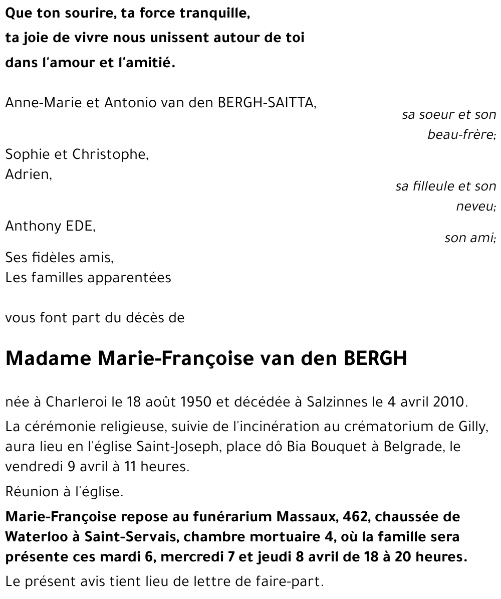 Marie-Françoise van den BERGH