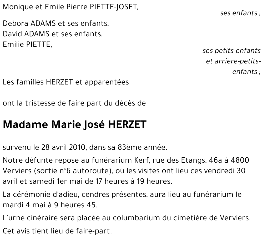 Marie José HERZET